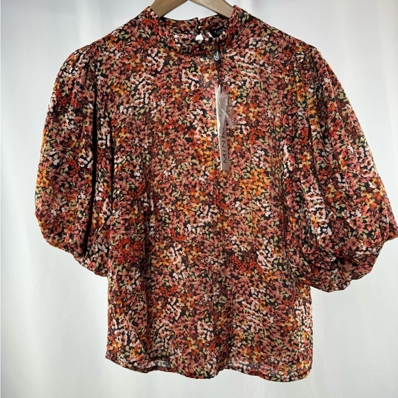 NWT Minkpink Gabae High Neck Floral Blouse in Red Multi Size‎ Small - Picture 5 of 11